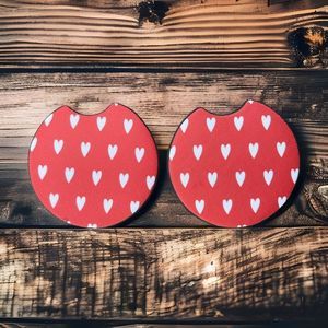 Valentine’s Day Red Hearts Car Coaster Set | Car Accessories